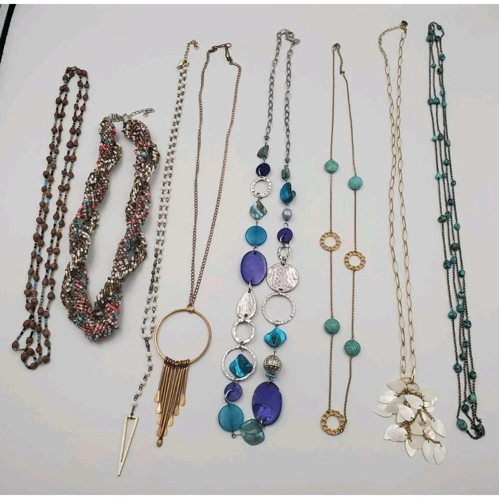 Vintage-Now Necklace Lot 8 Necklaces Teal And Faux Turquoise Estate Jewelry Find